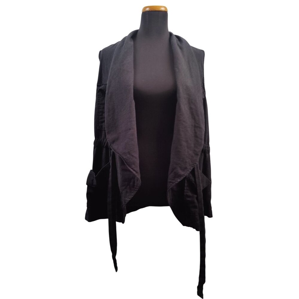 Baccini Women's Black Linen Blend Vest Jacket Size XL - Picture 2 of 5
